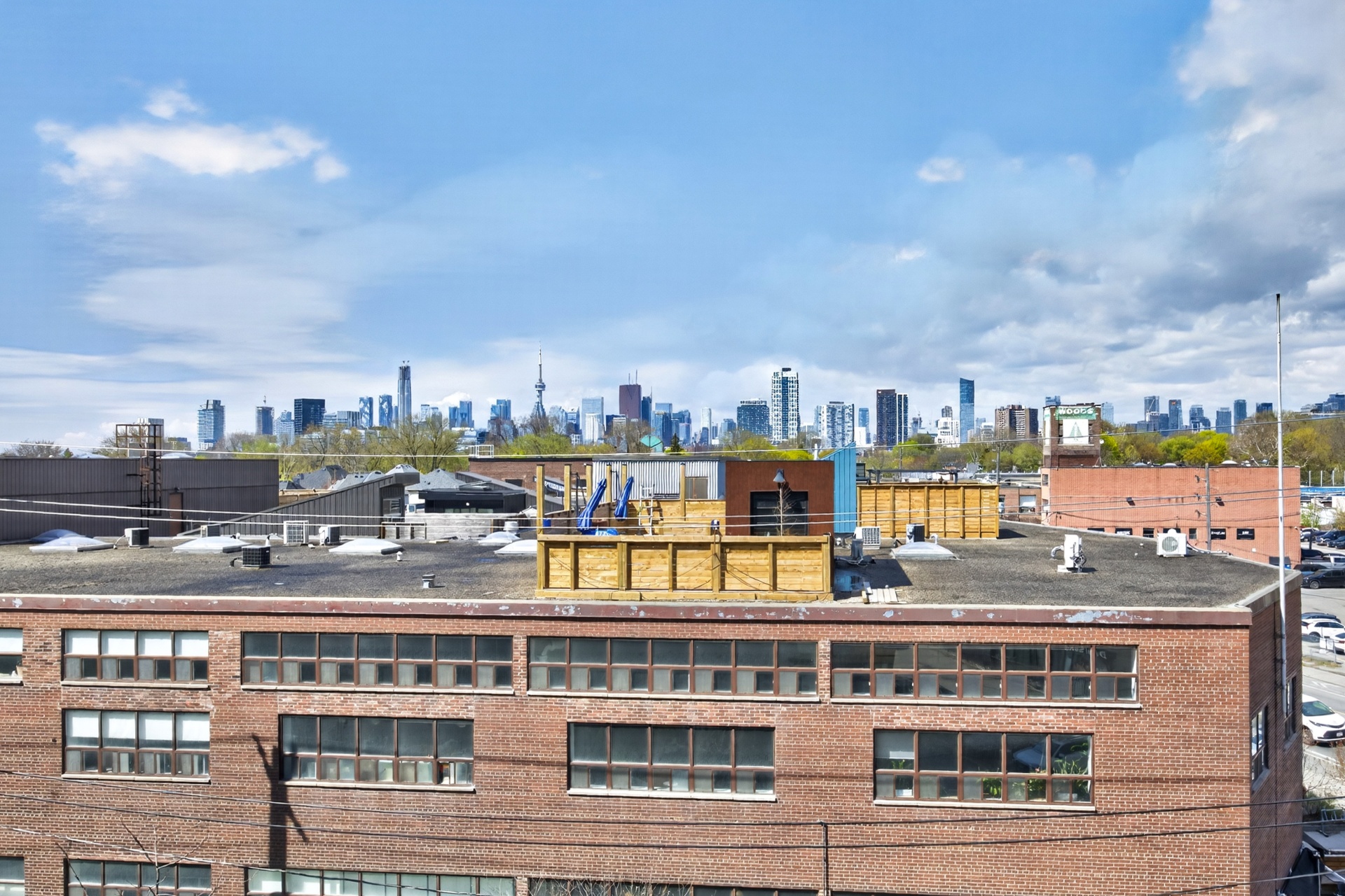 Downtown Toronto skyline and CN Tower view from the terrace